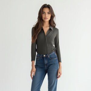 ❤️ Banana Republic Elegant Gray Long Sleeve Top L